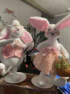 Annalee Bunny Couple Rabbit Dolls Pairs Dressed Up W/ Matching Clothes Fabulous