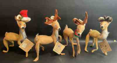 4 Vintage 1965 AnnaLee Mobilitee Christmas Reindeer 8 Inch