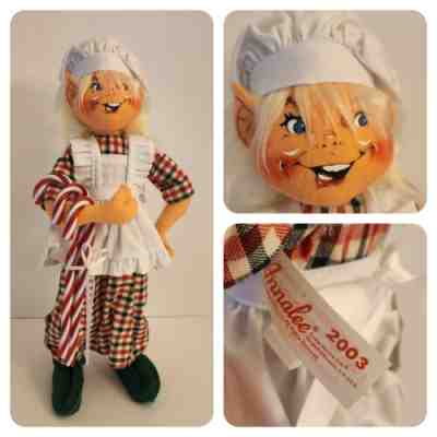Rare Annalee 2003 Christmas Chef Candy Making Elf Girl 14â? Open Mouth Smile