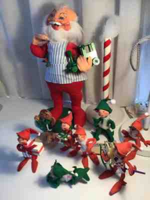 ANNALEE CHRISTMAS DOLL LOT SANTA ELVES GINGERBREAD MAN NORTH POLE