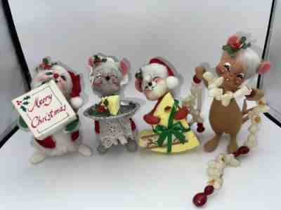 Vintage Annalee Dolls, Christmas Mice Lot of 4