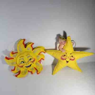 Annalee Cherub Angel on 7" Yellow Star #7271 Tree Topper 95 and Sun Ornament