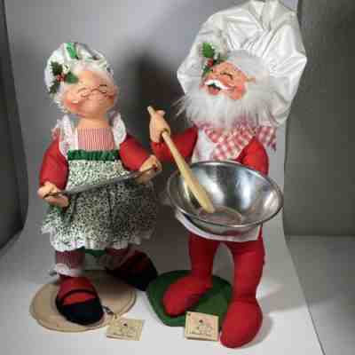 Vintage Annalee Holiday Dolls Santa Mrs. Claus Baking Serving Chef Christmas 20â?