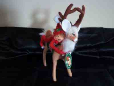 NWT Annalee 8 Inch - Limited Edition Holiday Hugs Boy on Deer 108/500 Dated 2016