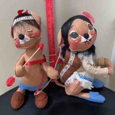 Annalee 12â? Mouse Indian Male/Female Baby Papoose RARE set/2 Near Mint 1964/1984