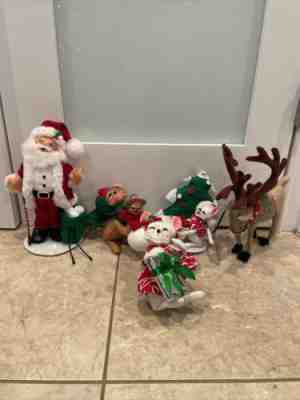 Annalee Dolls Christmas Doll Lot Of 5 Santa Reindeer Mice