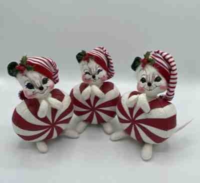 Lot Of 3 6â? Annalee Wannabe A Peppermint Mouse Doll 2004