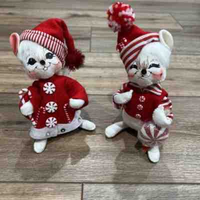LOT Annalee Christmas Mouse, Candy Cane Candycane Stripe, Tagged 2006, Retired