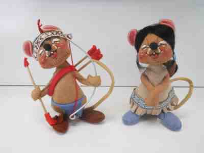 Annalee Mobilitee Native American Indian Mouse Couple w/ Papoose Dolls