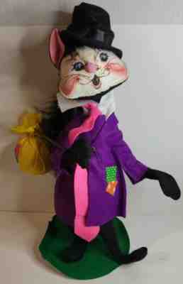 Vintage Annalee Doll Hobo Cat 1984 1985 Tush Tag Eyes Open Ruck Sack 15 inches