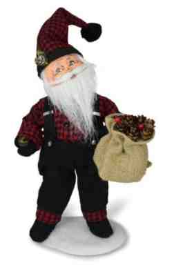 ANNALEE 9" DOLL "WINTER WOODS SANTA" BUFFALO PRINT 410621 * NEW * FREE SHIPPING