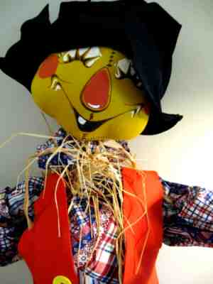 Vtg JUMBO 1971~Almost 4ft Annalee Mobilitee Scarecrow Doll Thanksgiving Fall