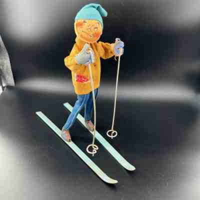 Annalee Mobilitee Doll 1961 Skier Blue Ski Wood Vintage Meredith NH DAMAGE