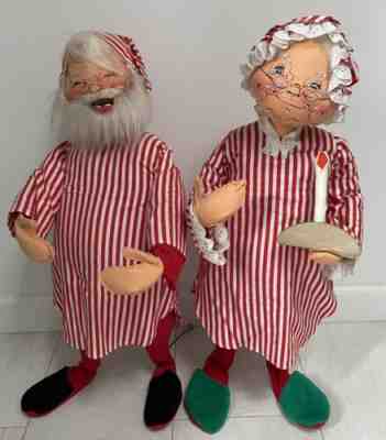 Annalee Dolls 30" Pair (2) Mr Mrs Santa 1968 Christmas w/Spurs