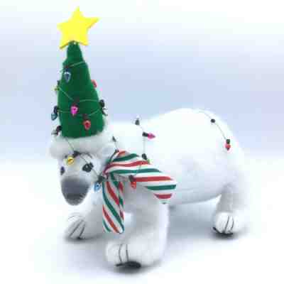 Annalee 2011 Polar Bear with Christmas Lights 7" Christmas White Doll EUC - RARE