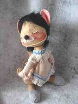 Annalee 14" Mother Mouse Native Indian Doll with Baby Papoose RARE
