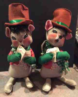2 Annalee 1964 Mobilite 17â? Christmas Mouse Doll Caroler / Caroling 1989 - 1964