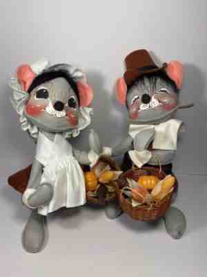 Annalee Mobilitee 13â? Thanksgiving Cheery Pilgrim Mouse Couple 1989