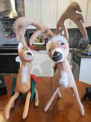 Vintage 1994 Large Annalee Christmas Reindeer 21â? LOT OF 2