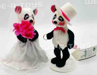 Annalee Mobilitee Dolls 2001 Bride & Groom Panda Couple 8" Wired Dolls