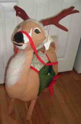 Vintage 1990 Annalee Doll Large 36" REINDEER with Saddlebags #6700 Complete Tags