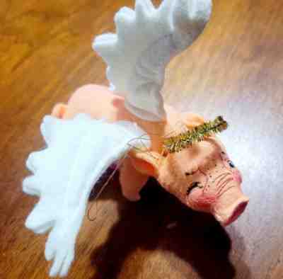 Annalee Doll When Pigs Fly Ornament Angel 1997 Dbl Tag Rare Undated 2nd Tag 5"