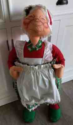 LARGE Annalee Doll 28" Mrs. Claus Christmas (Poinsettia) ~ 1983 ~ Tag READ