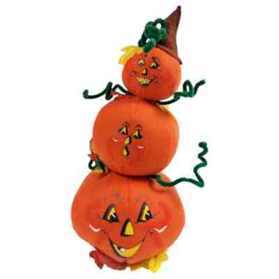 Annalee Halloween Pumpkin Jack o Lantern Stacked Tower Fall Decor Felt Retro