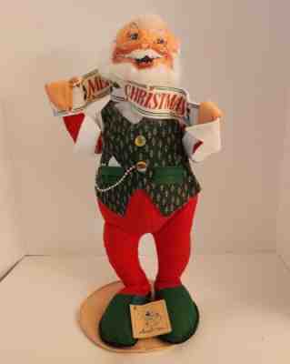 Vintage Annalee Santa Claus 18" Tall Merry Christmas Banner 1992 USA Made