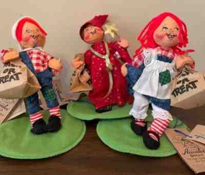 Vintage ANNALEE Lot of 3 Halloween Wiz Kid Tag Tatters 7 inch