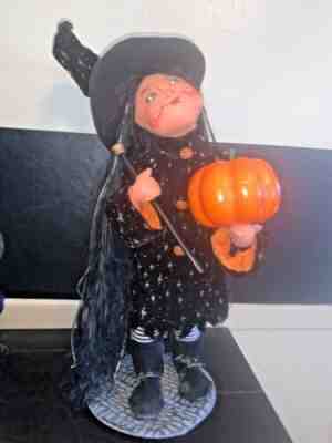 Vintage Annalee Good Witch , Halloween Witch With Wand Holding Pumpkin 20"