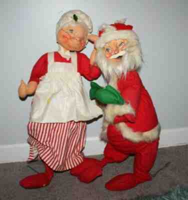 30" Plush Annalee Mobilitee Bedtime Pajamas Santa Mrs Claus Figurines VTG Dollsv