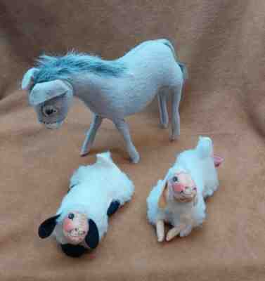 Annalee Sheep Donkey Doll Toy Christmas Nativity 1996 1997 animal farm