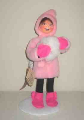 ANNALEE 13" Sally's Snow Friend ~ Girl In Pink Coat w Snowball ~ NWT ~ USA '99