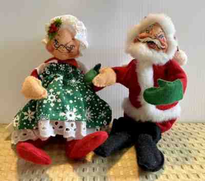 Vintage 1987 Annalee Mr. & Mrs. Santa Claus Christmas Mobilitee 2 Dolls 11â? Tall