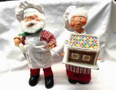 Annalee Baker / Chef Santa & Mrs Claus w Gingerbread House - Rare!