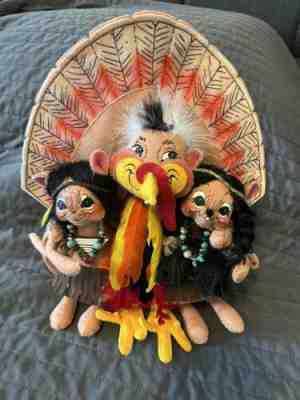 Annalee Thanksgiving letâ??s talk turkey Indian trio mice bunch. 2007. 11.5â? Rare