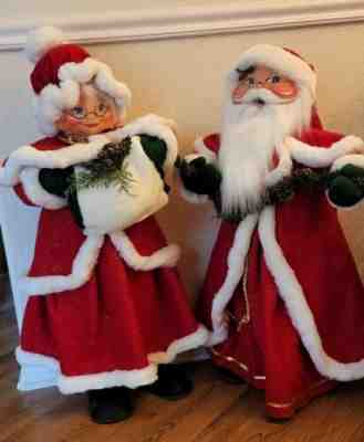 Vintage Annalee 34" Santa and Mrs. Claus Dolls LARGE Christmas 2004