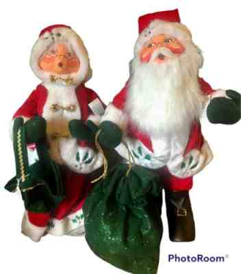 AnnaLee Mobilitee Vintage Christmas Winterberry Santa & Mrs. Santa Large 18" 30"