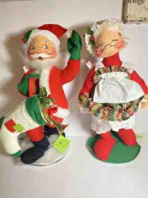 Vintage Annalee Christmas Dolls Santa Claus & Mrs. Claus 18â?H Original Tag