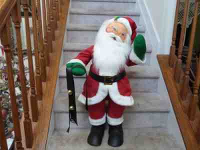 HUGE Annalee Standing Santa Claus Sleigh Bells Christmas Figure EUC 31"
