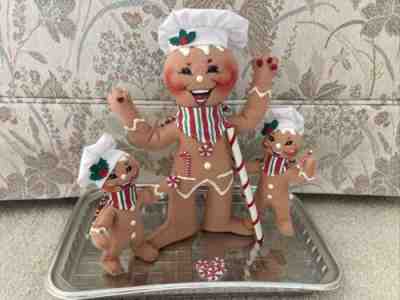 Vtg 2006 Annalee Mobilitee Doll Gingerbread Man Trio Tray Hand Painted Christmas