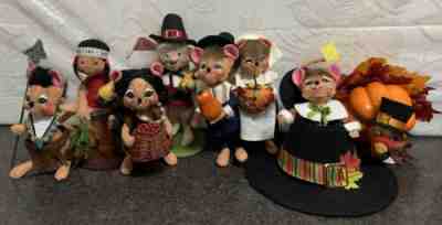 Annalee lot of 8 Thanksgiving Harvest Indians, pilgrims turkey Pumpkin 1993-2010