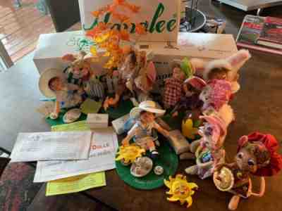 Lot of 10 Vintage Annalee Dolls-With Boxes and Pins MiceEaster Spring Fall theme
