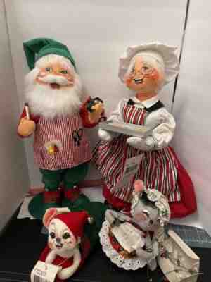 Fabulous Lot of Annalee Workshop Santa, Baker Mrs. Clause And 2 Mischievous Mice