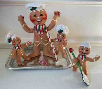 Annalee 2006 Ginger Fun Gingerbread Men Trio Vignette 9" Christmas Doll 969206