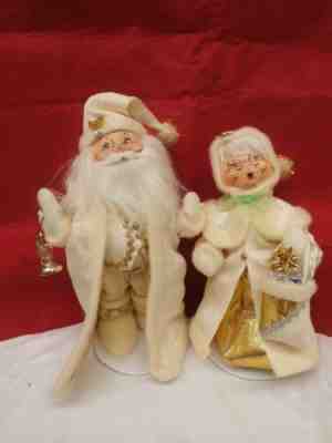 Annalee ELEGANT SANTA & MRS CLAUS 400713 401013 9" set lot felt doll