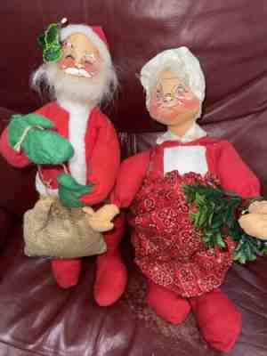 Annalee Vintage 1971 Mr & Mrs Santa Claus Christmas Dolls 18â? USA