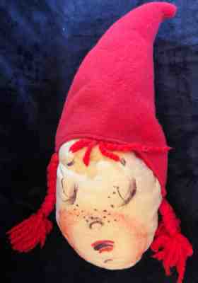 Vintage Annalee 1950â??s LARGE Girl Pillow 18â? Signed RARE! Hand Painted Felt Doll