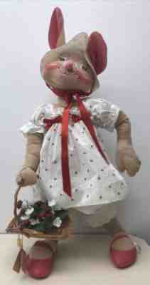 Vintage â??90 Annalee Dolls Easter Strawberry Bunny Basket Large 30â? Rabbit ð??